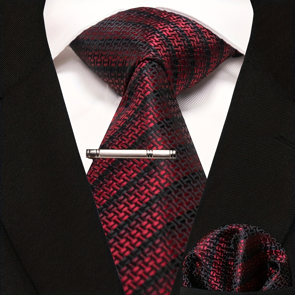 3pcs Striped Tie And Pocket Square Set for Men