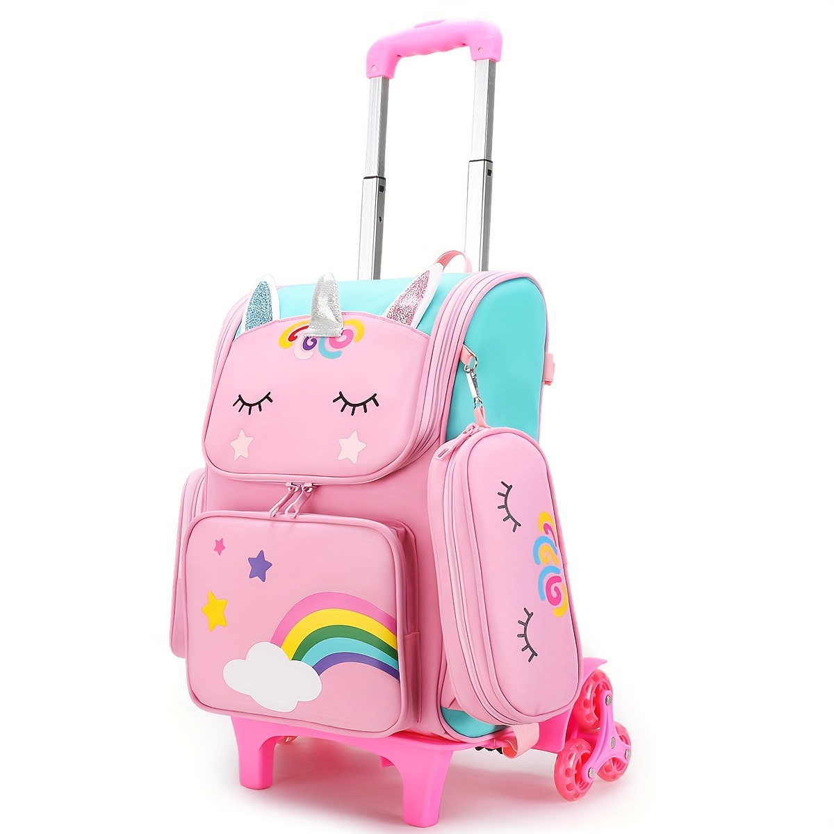 Carrito de mochila – Carrito plegable de aleación de aluminio con ruedas  para mochila (rosa, 2 ruedas)