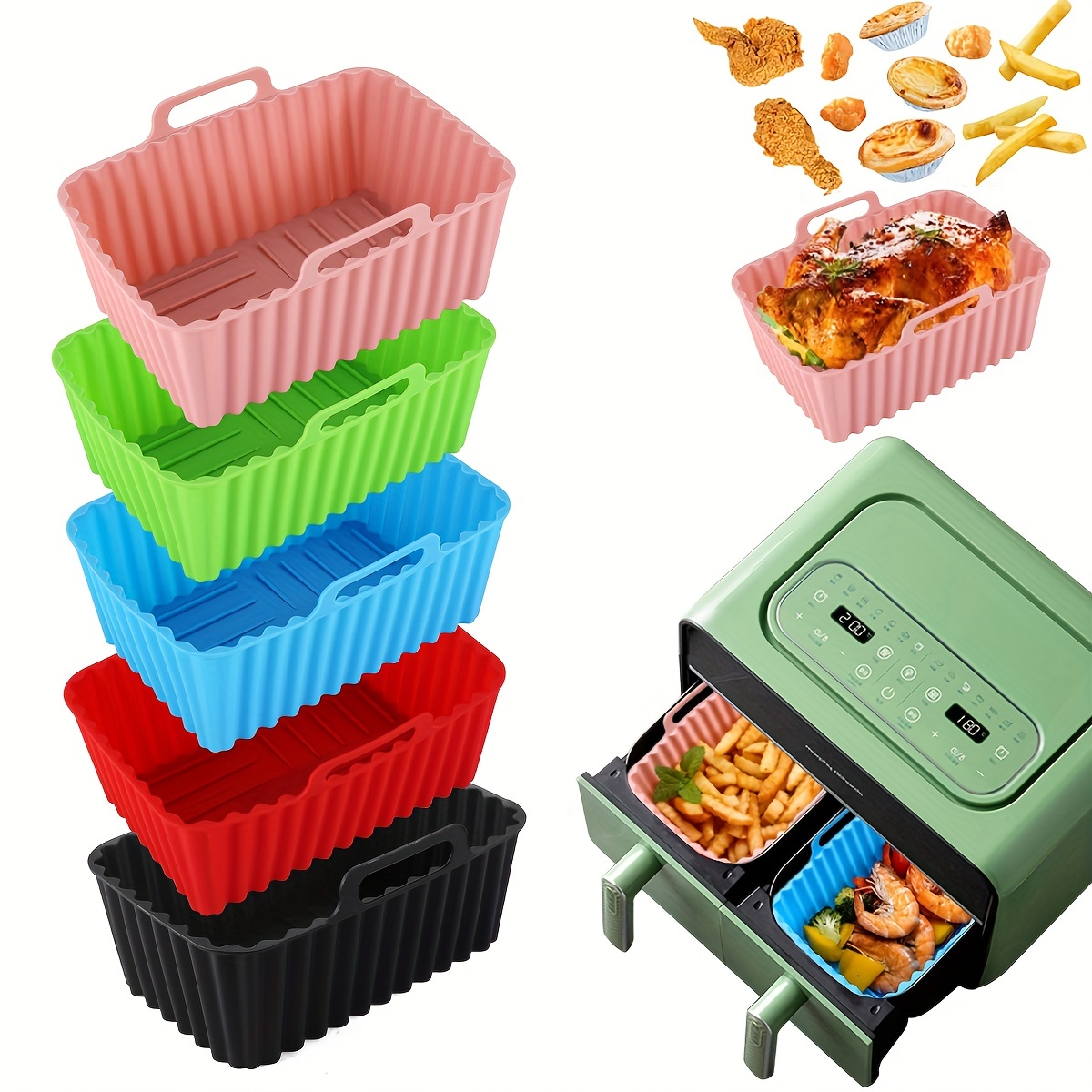 Air Fryer Silicone Pot Reusable Air Fryer Silicone Liner - Temu