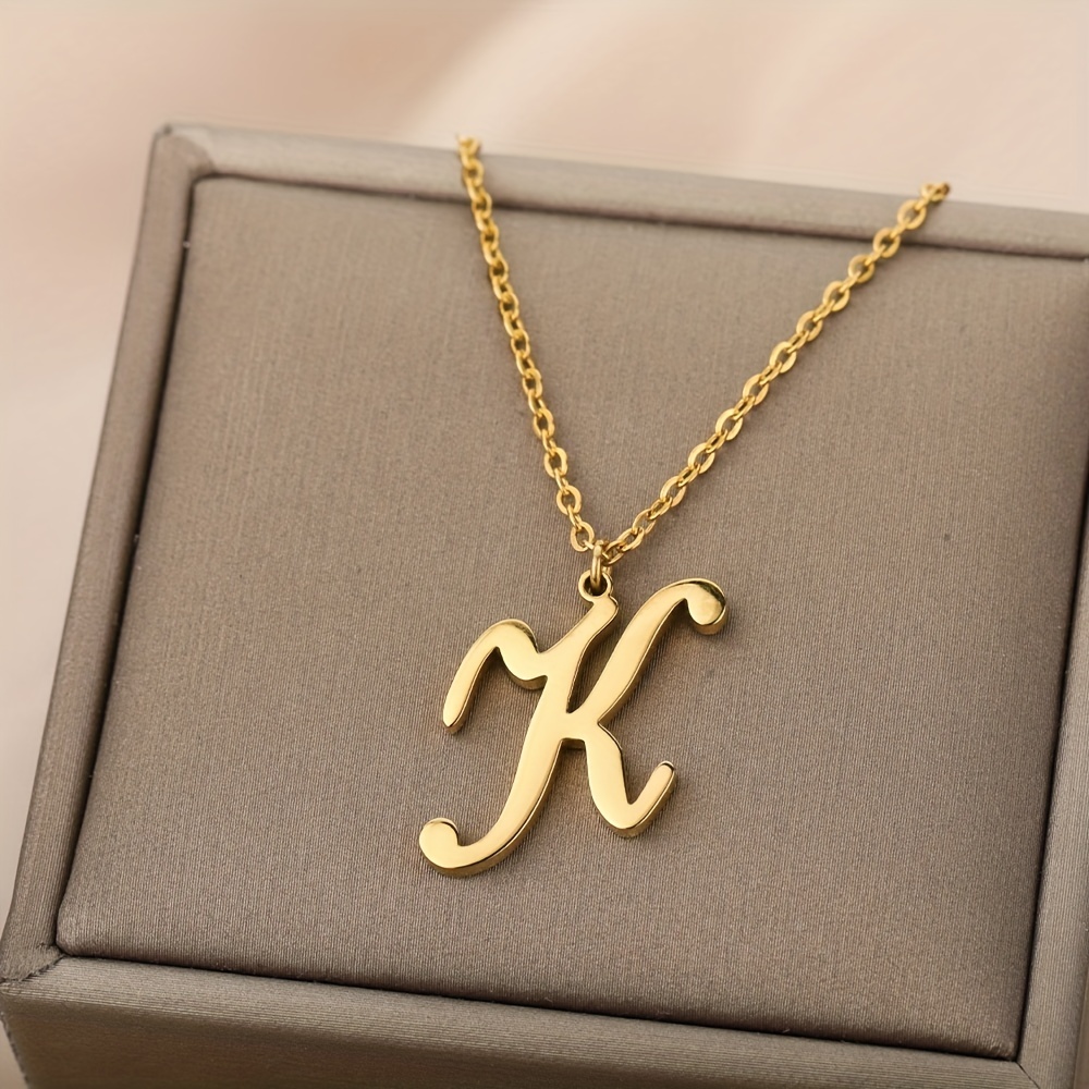 A z Letter Pendant Initial Necklace Stainless Steel - Temu