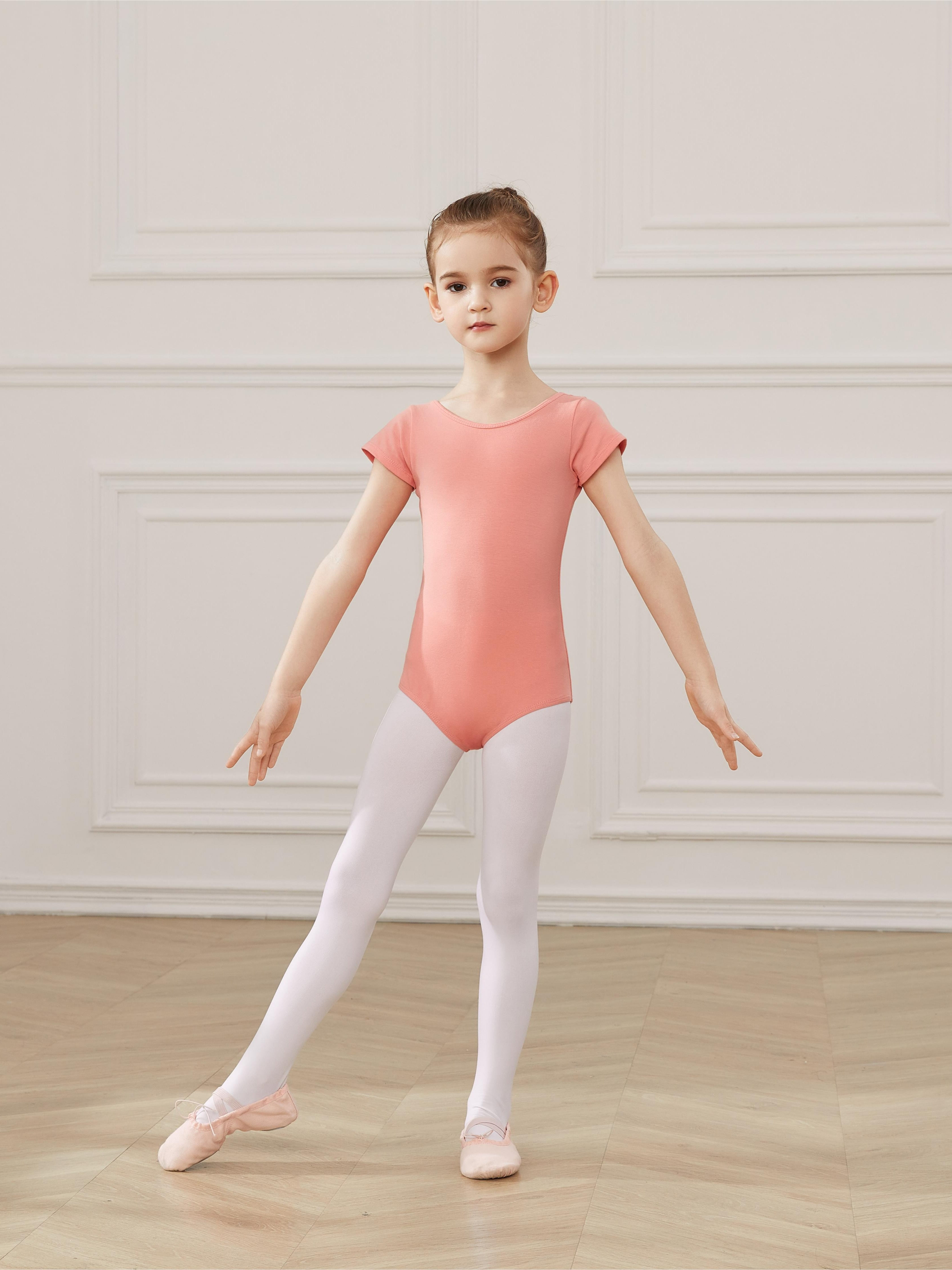 Solid Short Sleeve Girls' Cotton Ballet Leotard Dancing Suit - Temu
