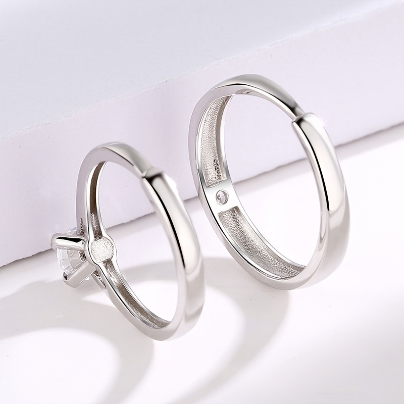 925 Silver Couples Rings Wedding Pair Open Rings Valentines Memorial