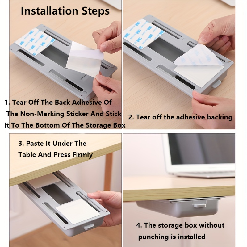 Self Stick Pencil Tray Desk Table Storage Drawer Organizer - Temu