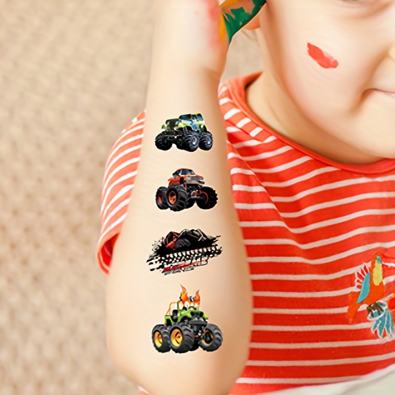 10 Hojas De Tatuajes Temporales De Camión Monstruo Para Niños, Suministros  De Fiesta De Cumpleaños De Camión Monstruo Pegatinas De Decoración De Fiest