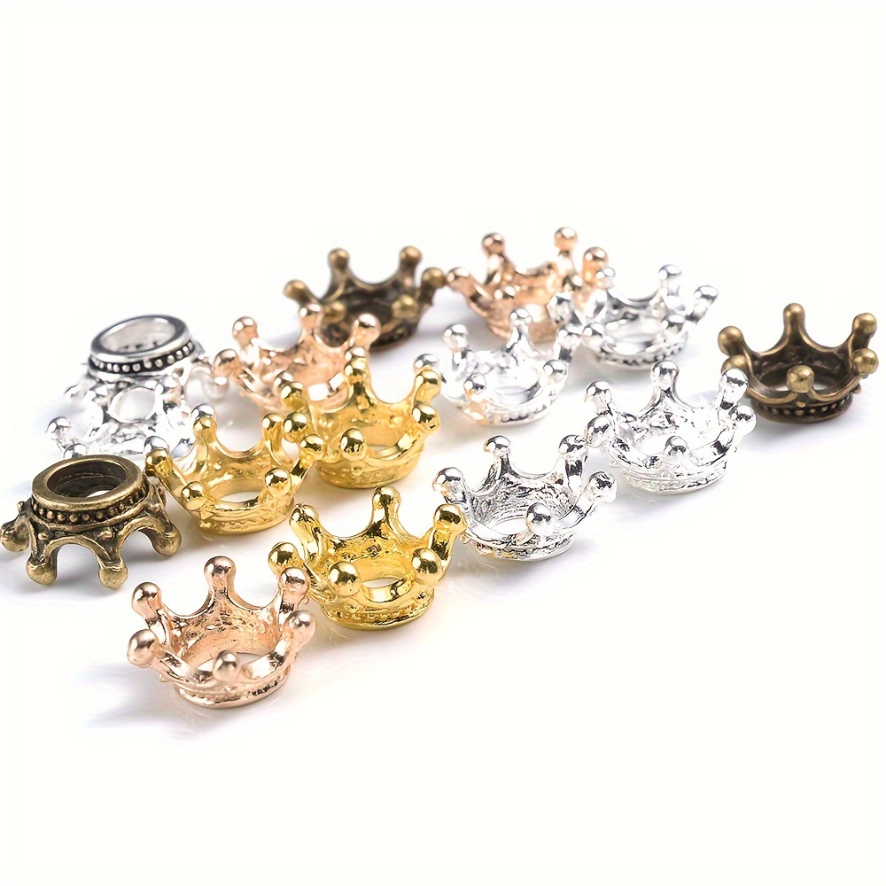 

50pcs/pack Retro Crown Alloy Bead For Jewelry Making Accessories, 12mm Three-dimensional Crown Charms For Diy Clothing Jewelry Making