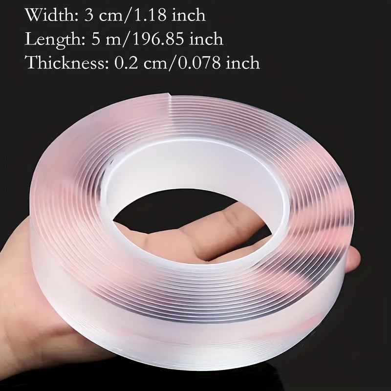 Double Sided Tape, Clear Mounting Tape Strong Adhesive Strips Sticky Nano Tape, Washable and Reusable - Wall Tape for Picture Photo Carpet