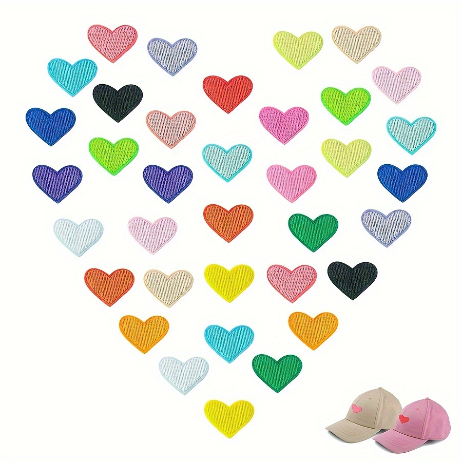 20pcs Heart Love Shape Iron on Patches Embroidered Patch Stickers DIY Appliques (Random Colors), Other