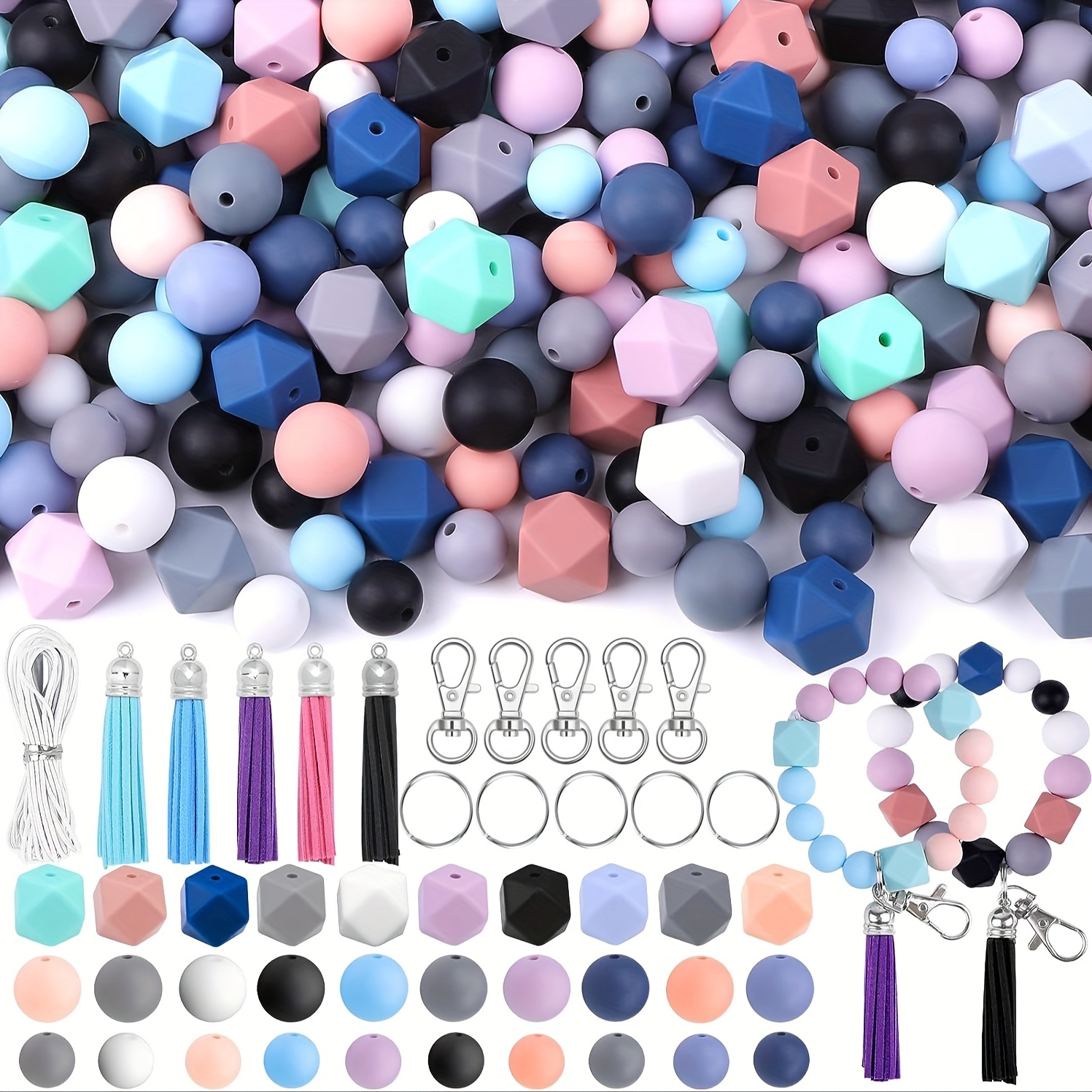 Silicone Beads Kit Keychain Making Animal Pattern Colorful - Temu