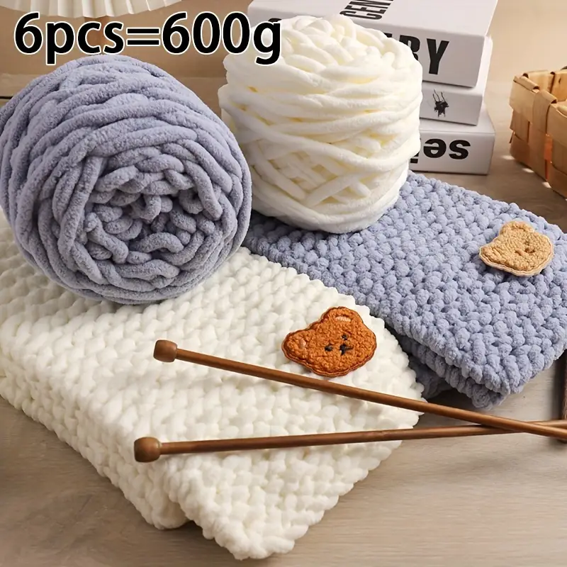 6 Packs Knit Yarn With 1pc Bear Accessories Set Soft Warm Yarn For