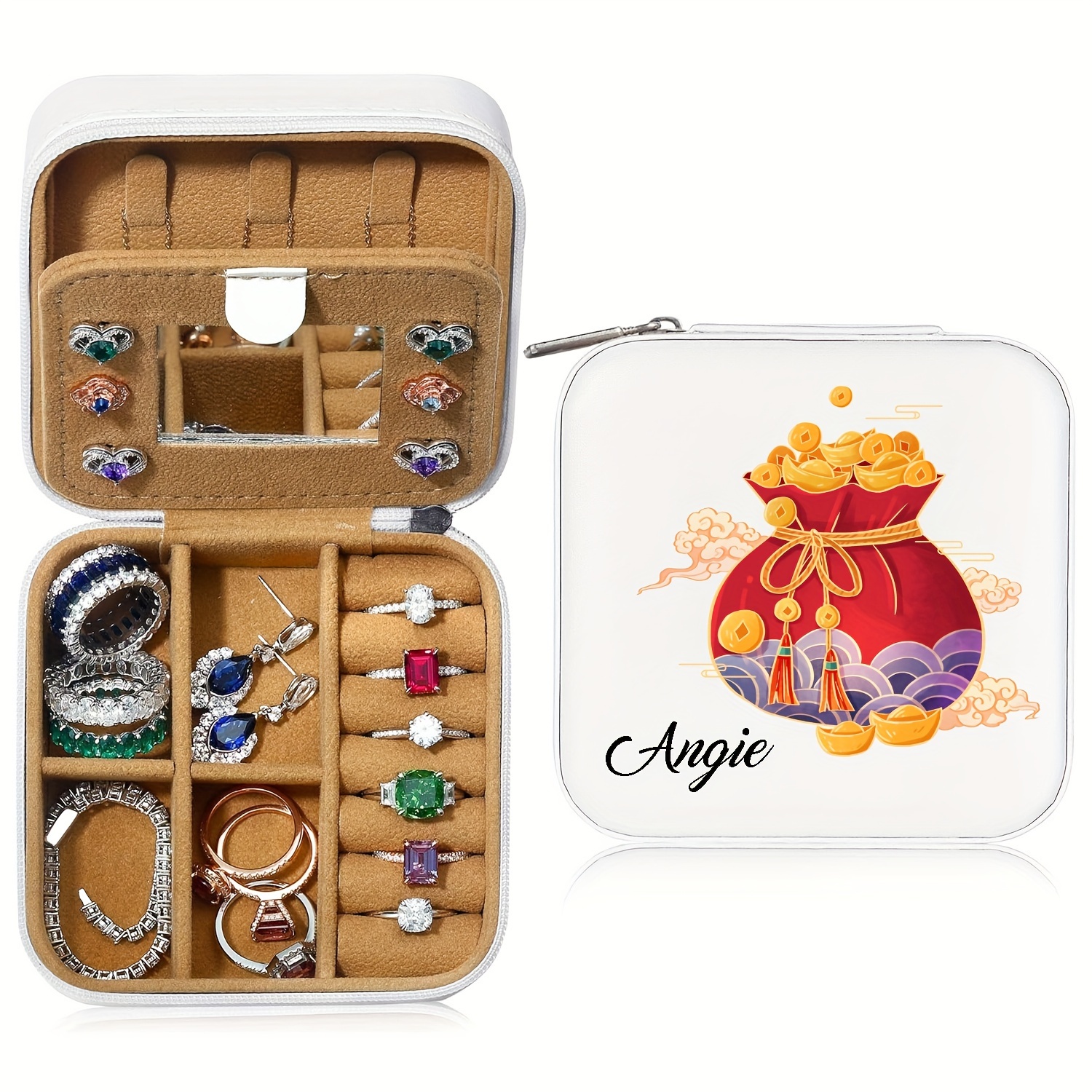 Kids Personalized Travel Jewelry Box Custom Engraved Kids Travel Jewelry  Case