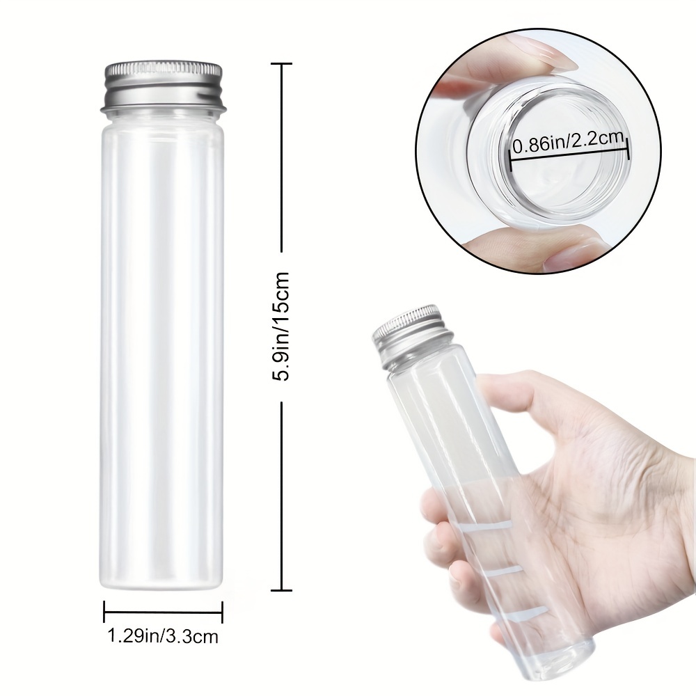 Clear Plastic Test Tubes with Caps,20pcs 25x140mm(45ml) Clear Tubes with 2  Funnel for Scientific Experiments, Party, Decorate The House, Candy Storage