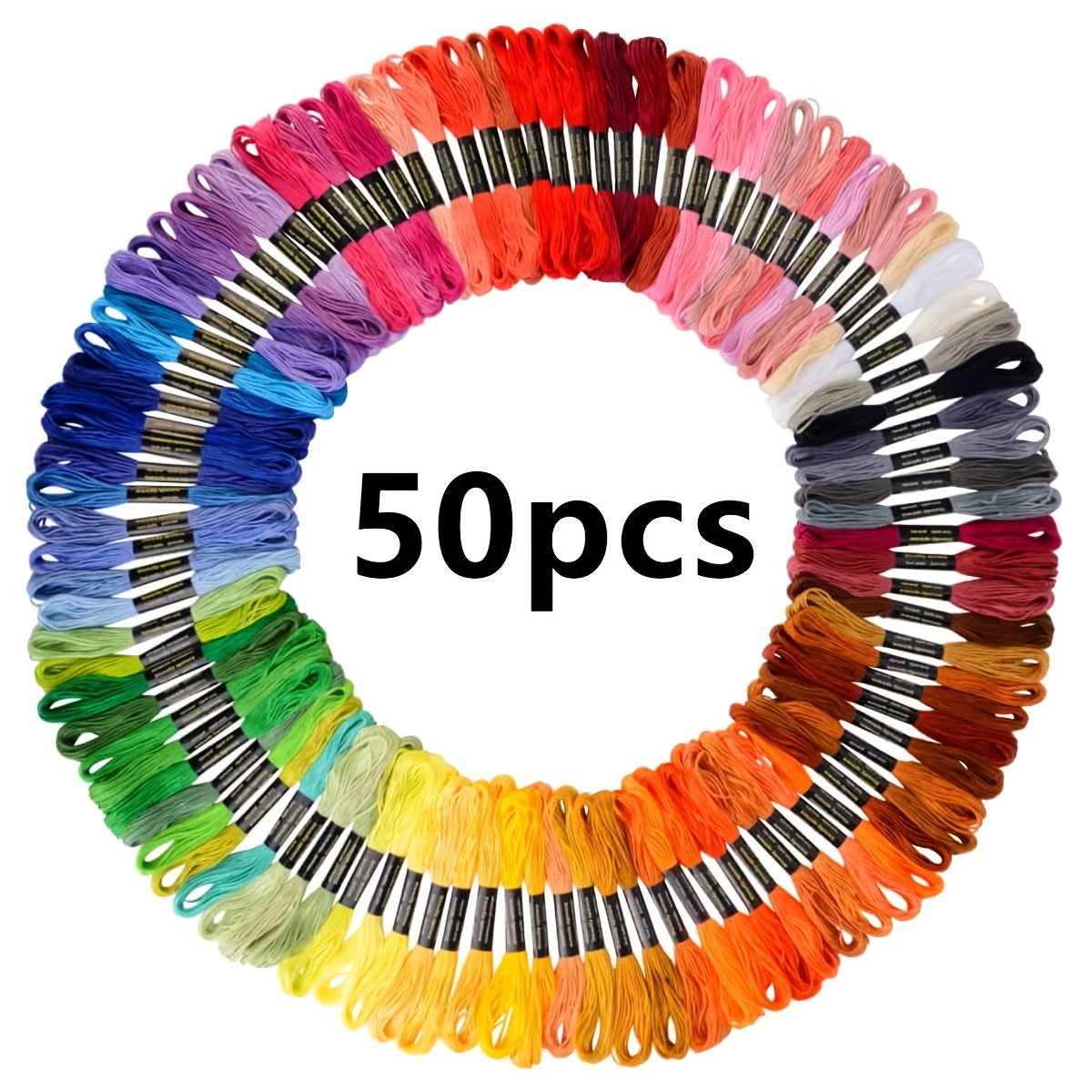 

12/24/36/50/100 Bundles Of High Quality Rainbow Color Embroidery Floss Cotton Cross Stitch Floss, Bracelet Yarn, Craft Floss, Aroma Embroidery Floss Set