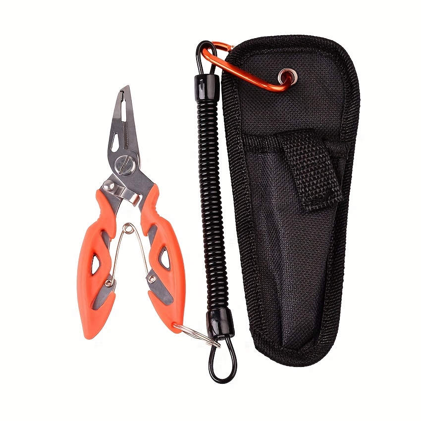 Fishing Pliers Tools With Sheath, Aluminum Alloy Saltwater Fishing Gear  With Coiled Multi-function Fishing Pliers Hook Remover & Braid Line Cutt