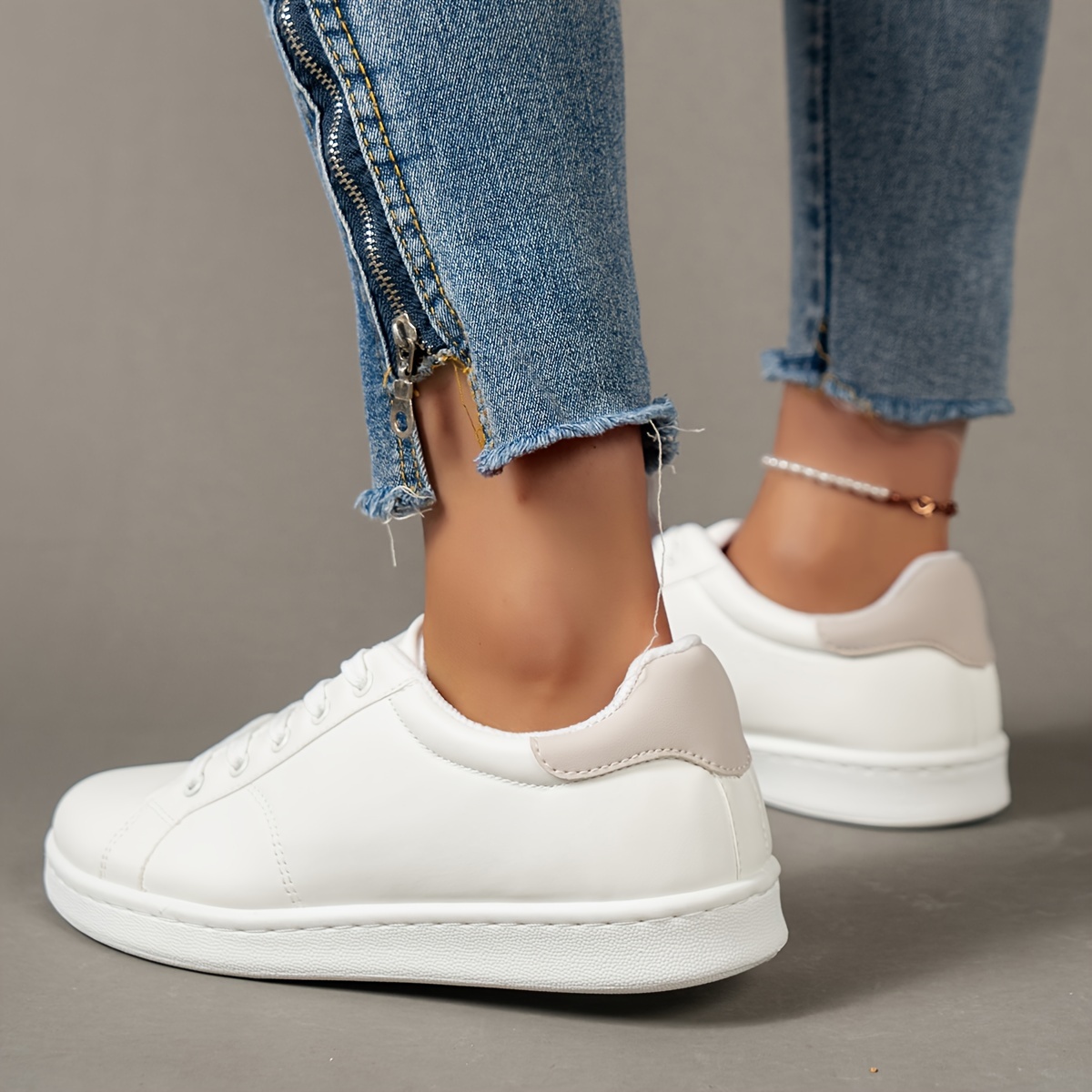 Mod Comfys - Womens/Ladies Leather Casual Shoes - White - Onceit