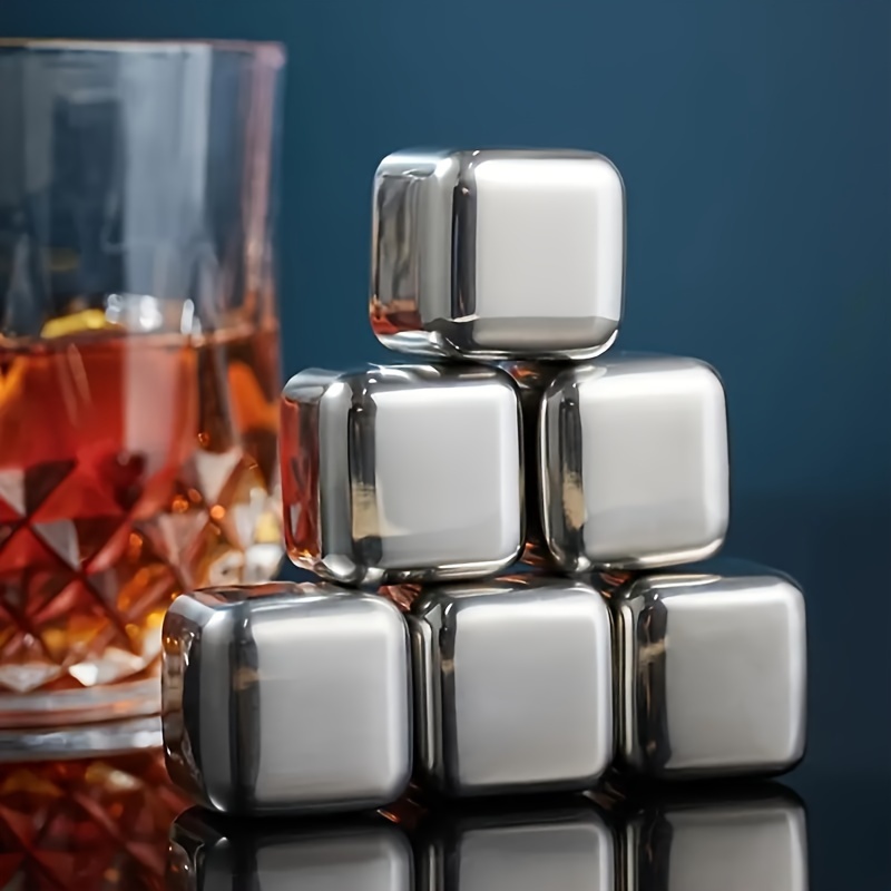 Wine Chillers Metal Ice Cube - 8 PCS Stainless Steel Whiskey Stones,  Reusable Whiskey Rocks Beverage Chilling Stones for Scotch and Bourbon,  Drinking