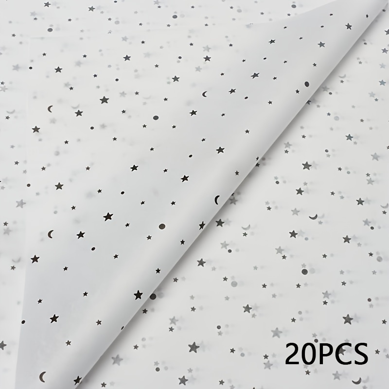20pcs Craft Tissue Paper, Bronzing Star Moon Printing Lined Flower