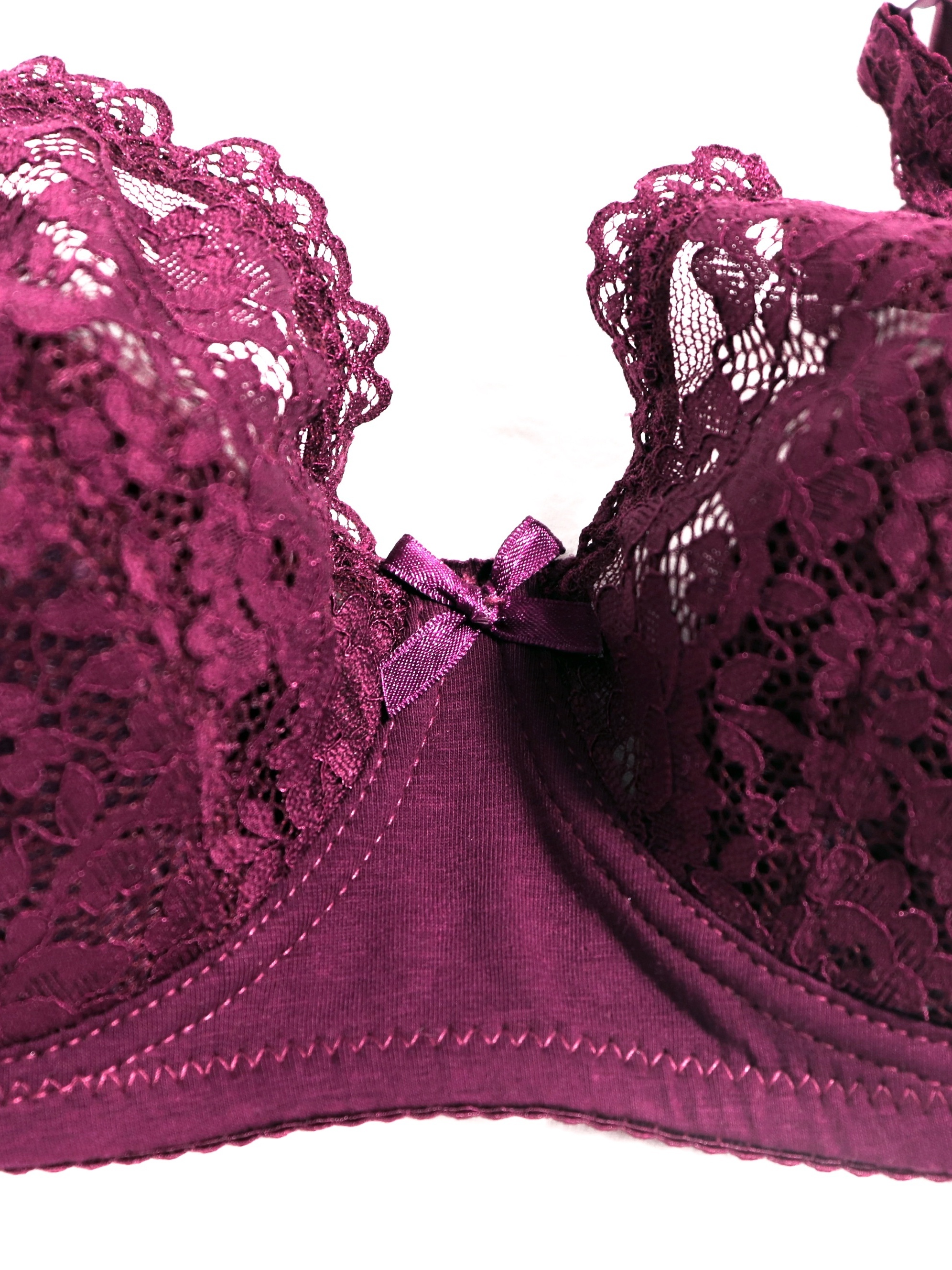 Plus Size Contrast Lace Bow Decor Bra Waist Panty - Temu