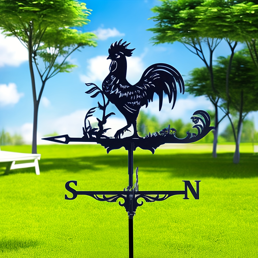 Cast Iron Cat and Mouse Weathervane Lawn Decoration Garden Stake