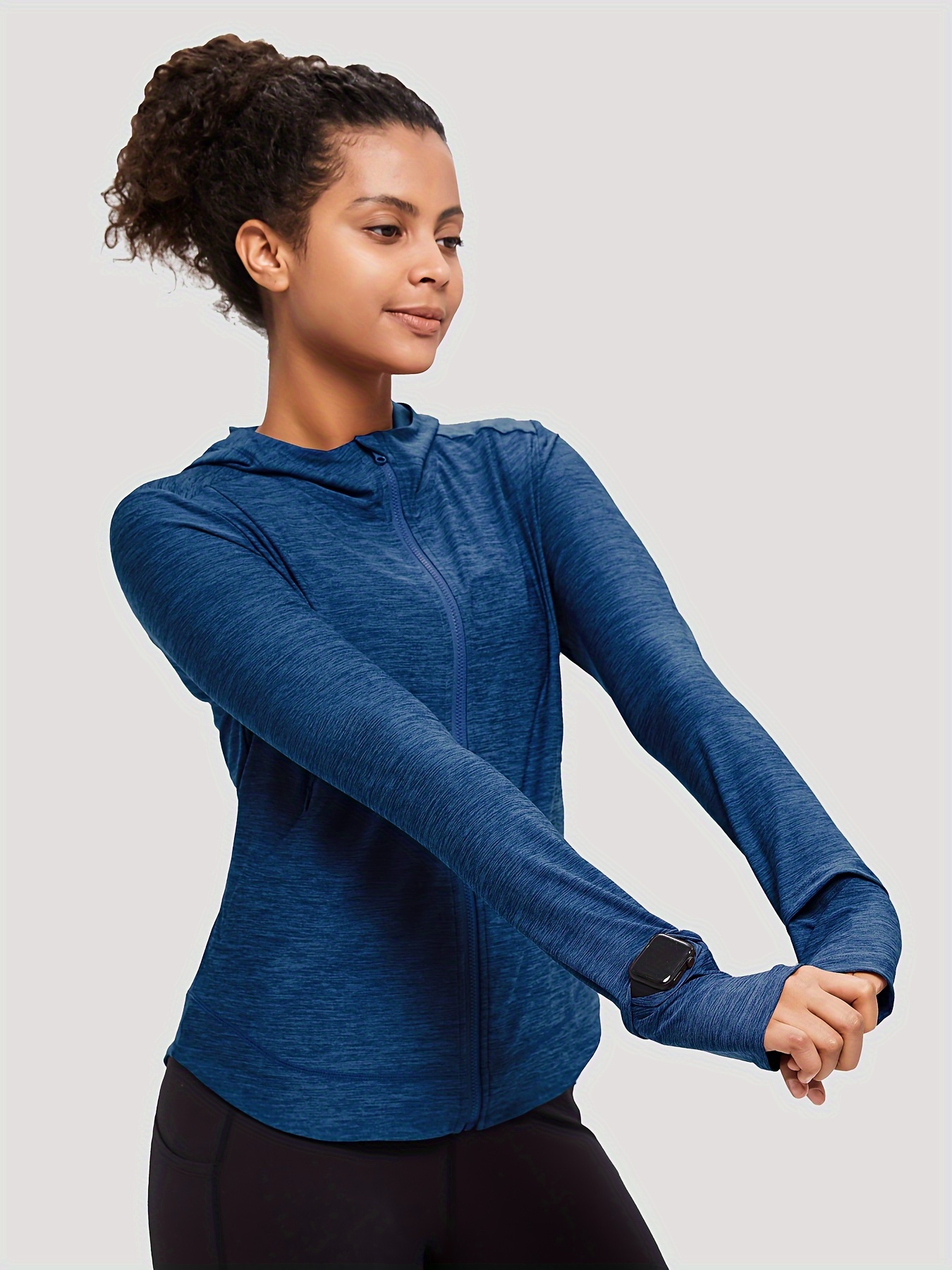 Women's Full Zip Up Running Track Jacket Long-sleeved Yoga Sportswear  Workout Sports Jacket