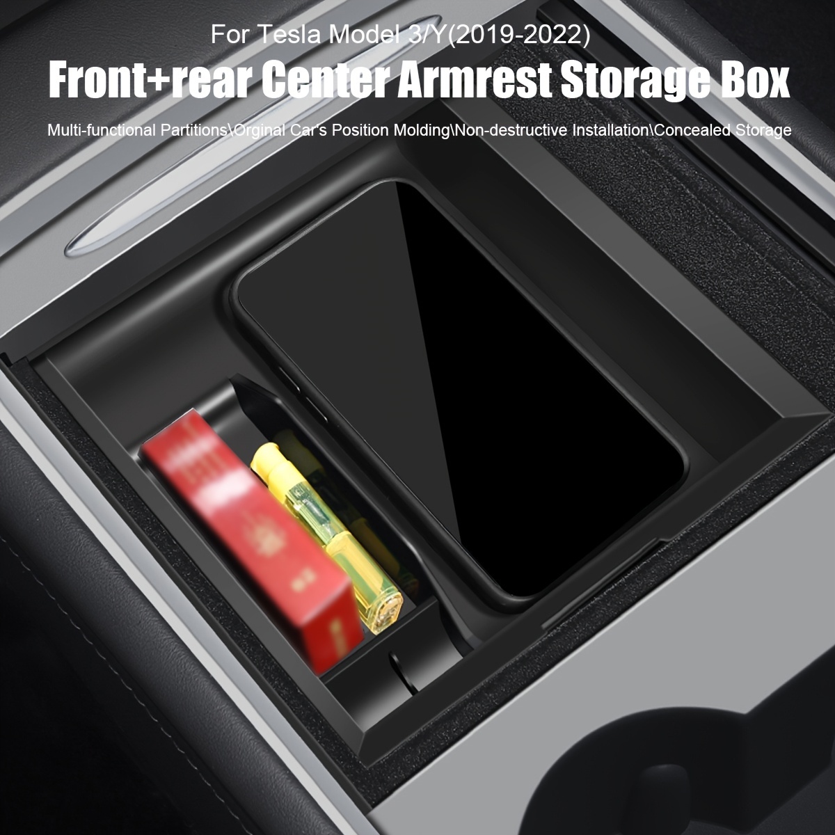 For Tesla Model 3/Y Center Console Storage Organizer Box Armrest