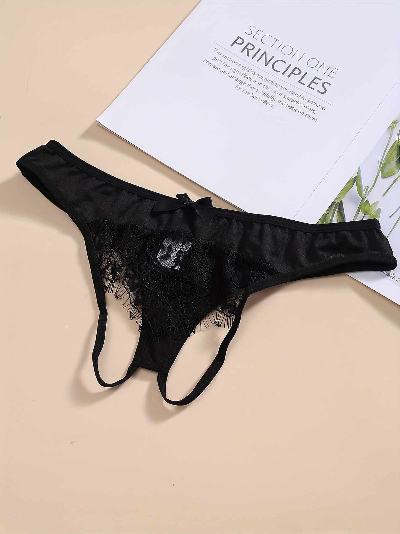 Hmwy-women Erotic Sexy Lace Knickers Crotchless Briefs Open Crotch