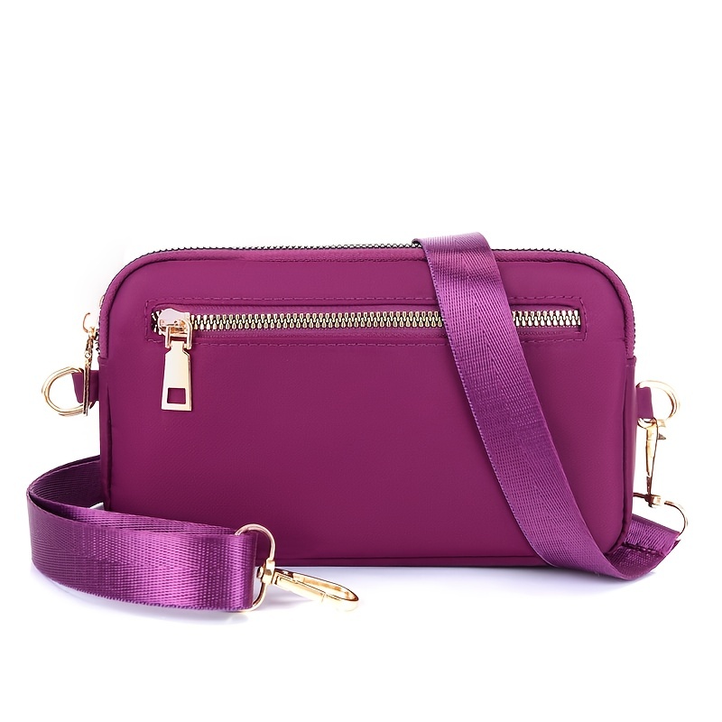 Nylon Crossbody Bag Womens Fashion Zipper Purse Waterproof Small Square