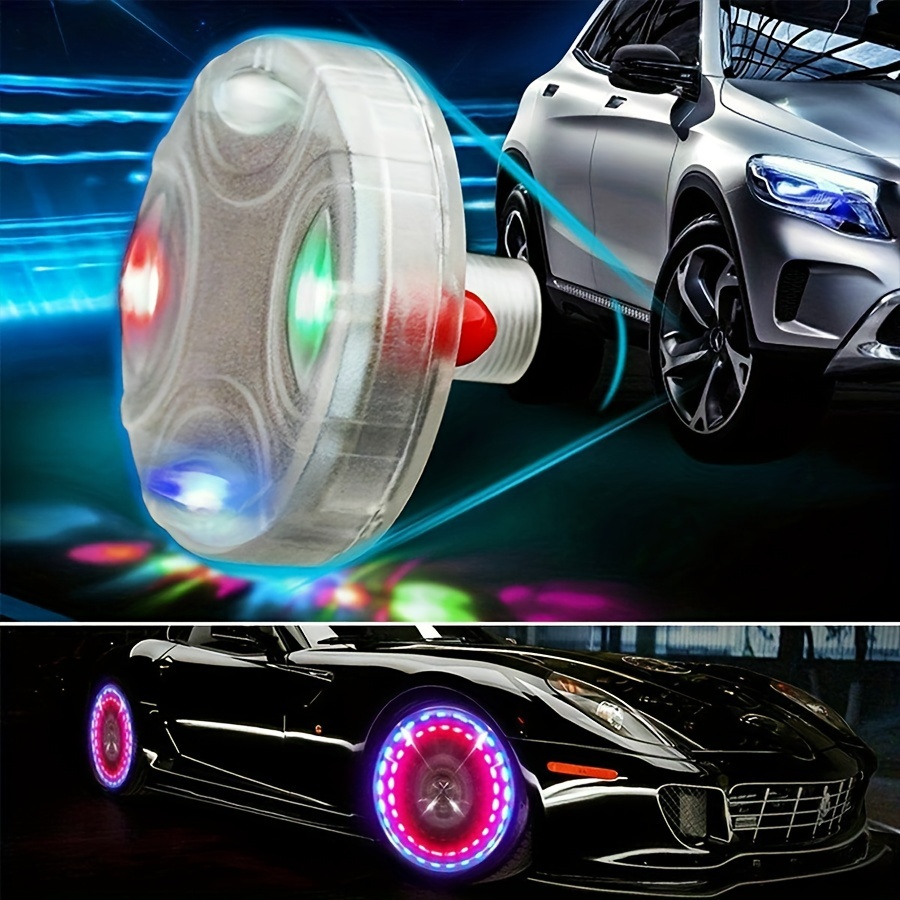 2 pièces 4 LED 15 Mode voiture Auto étanche énergie solaire Flash roue pneu  jante lumière LED lampe couleur Automobile Modification