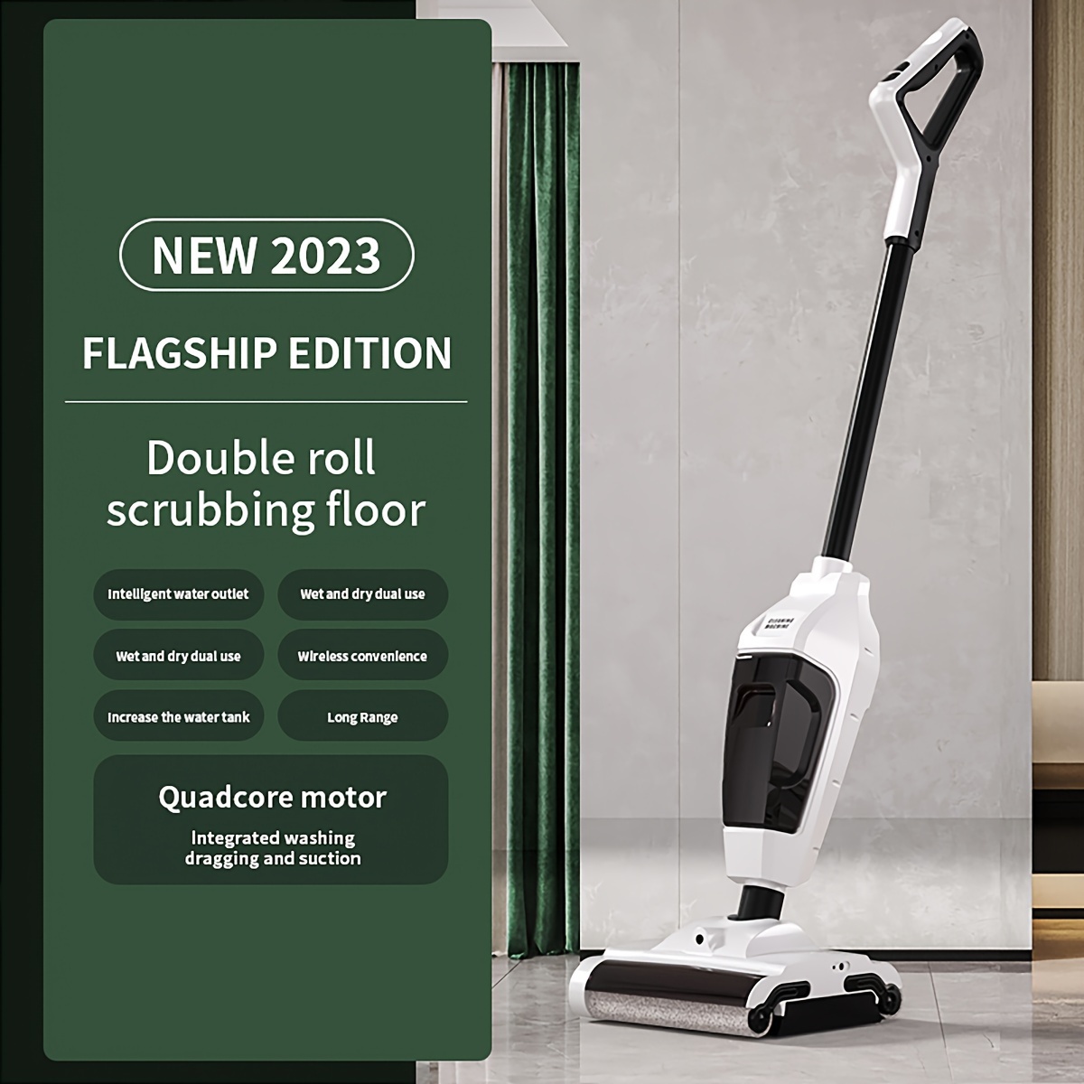 Double Rollers Floor Cleaner Machine Complete Wet Dry Cordless Floor Cleaner  And Mop, Lightweight Cordless Vacuum One-step Cleaning,great For Sticky  Messes And Pet Hair - Temu Greece