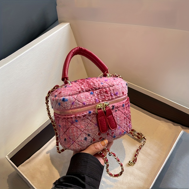 Kids Mini Fashion Handbag, Colorful Woolen Chain Shoulder Bag
