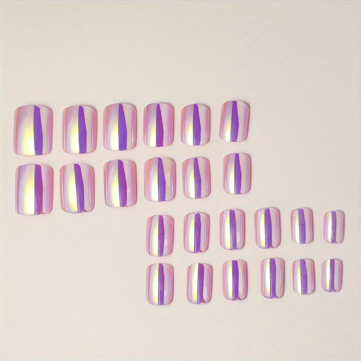 shiny punk style metallic purple press on false nails chrome fake nails metal plating acrylic short square reflective mirror nail art tips 24pcs details 2