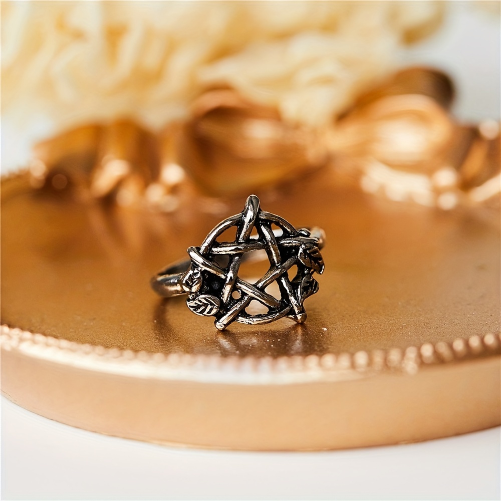 Gothic Pentagram Statement Ring Men's Jewelry