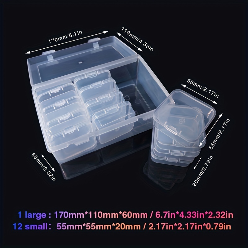 LVDGE 7-Piece Plastic Small items Organizer Set: Clear Mini Storage  Containers with Hinged Lids and Transparent Boxes for Beads and Crafts