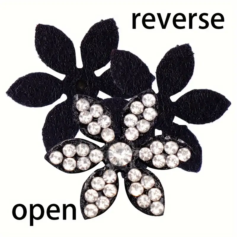 Non woven Black Small Flowers Large Diamonds Ab Color White - Temu