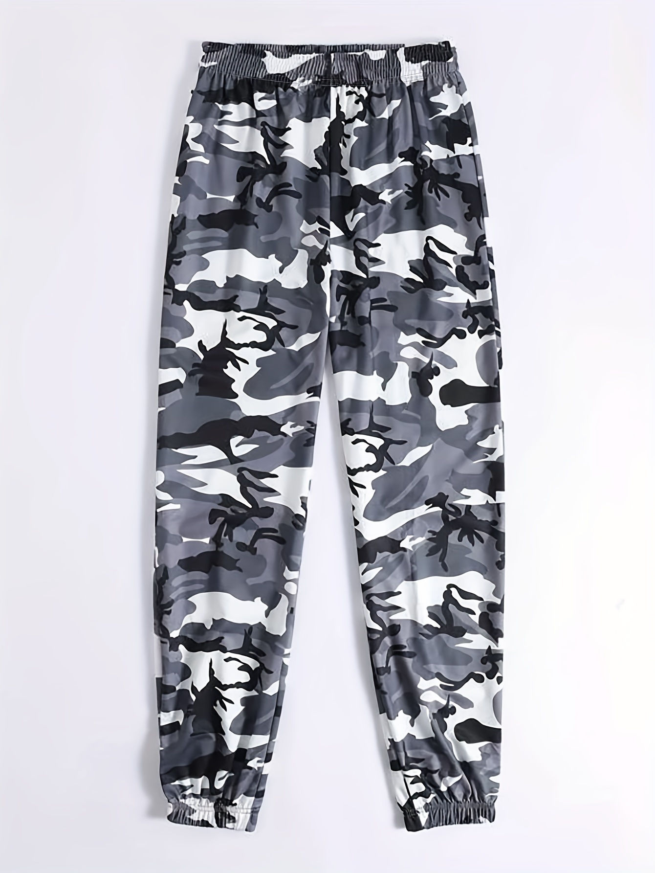 Women's Plus Size Camo Elastic High Rise Jogger Trousers