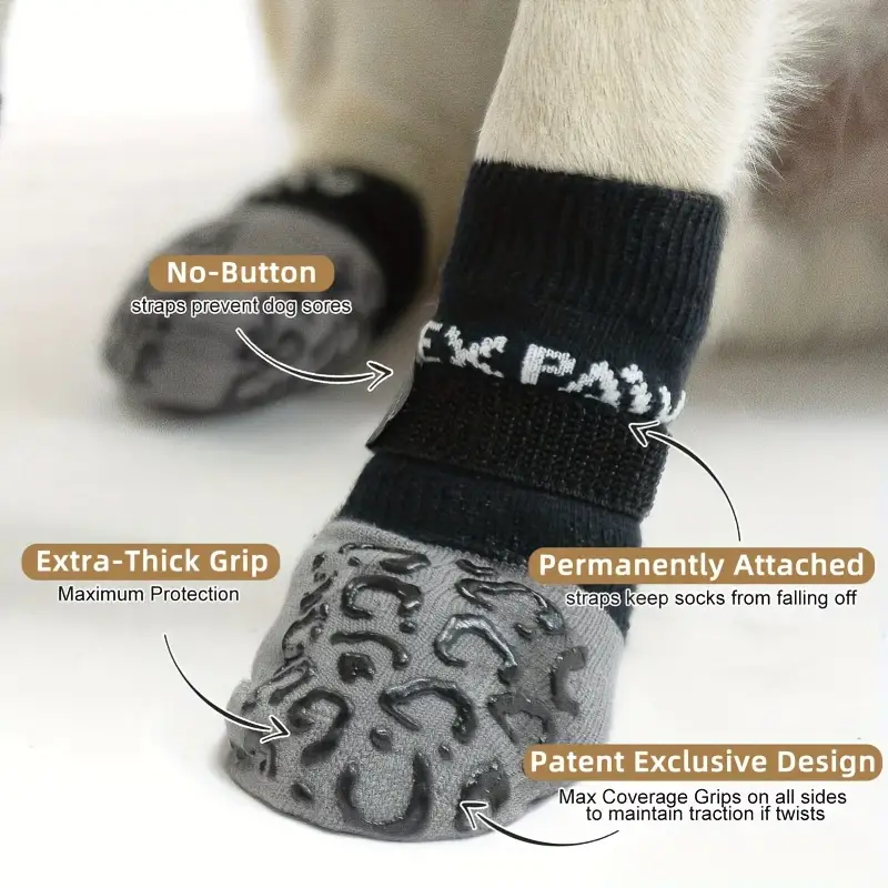 6pcs Pet Socks Leopard Print Double Sided Non Slip Dog Socks Adjustable Dog  Paw Cotton Socks Comfortable And Durable Dog Socks - Pet Supplies - Temu