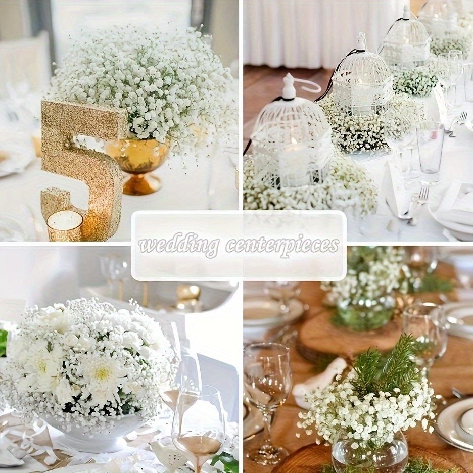 3pcs Artificial Gypsophila Flowers, Real Touch Fake Baby Breath Flower Bulk  For Wedding Bouquets, Floral Arrangement DIY Home Office Table Decoration