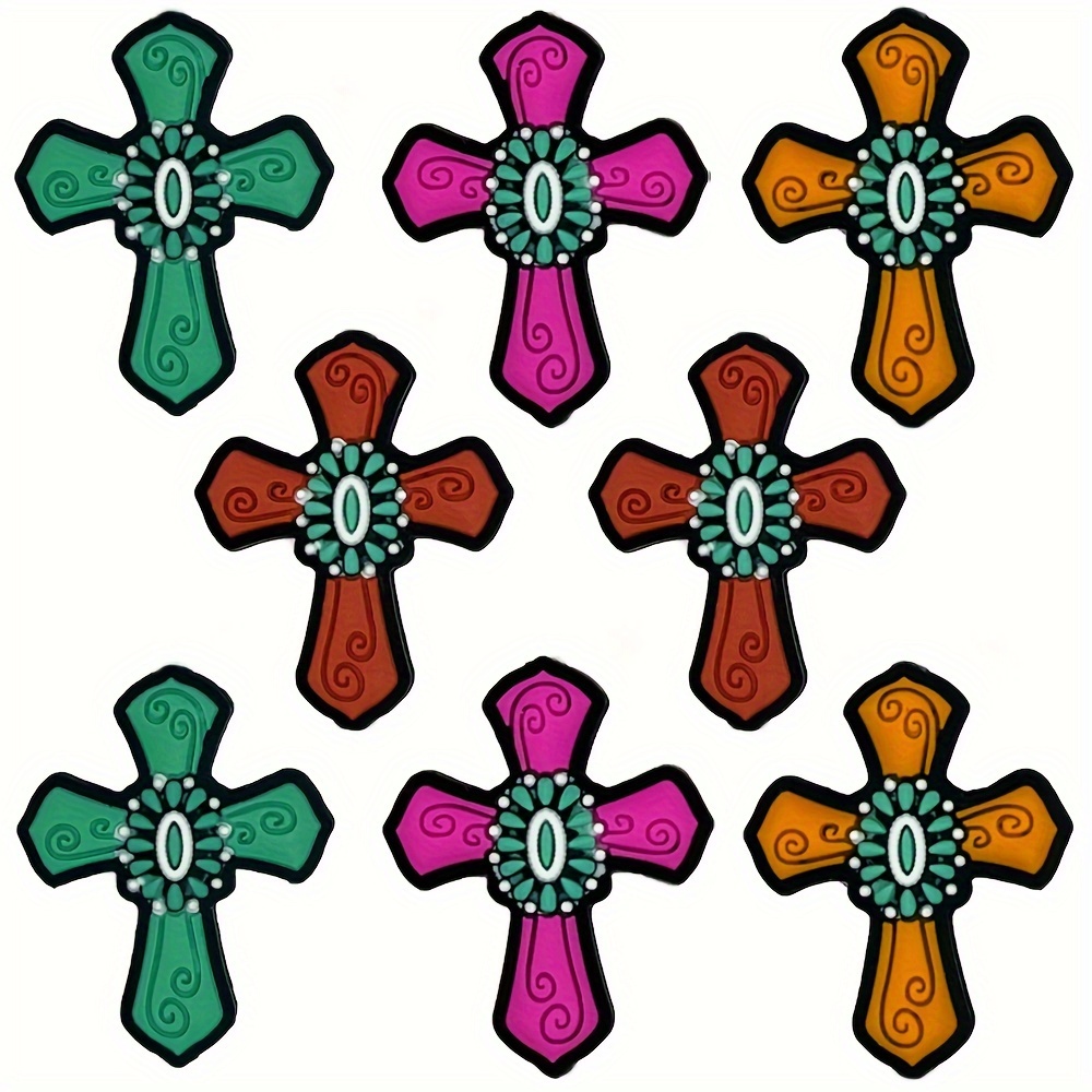8Pcs Silikon-Kreuz-Mix-Farbfokalperlen Für Schmuckherstellung Diy Kreative  Stifte Decors Schlüssel Taschenkette Armband Halskette Handgefertigte