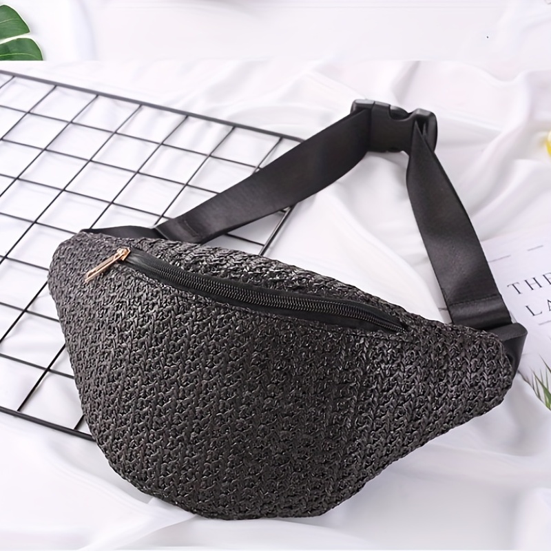 Summer Woven Mini Waist Bag Straw Woven Bag