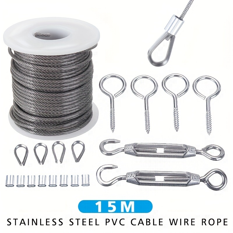 30m 3mm Corde en Acier Inoxydable 304, Cable Acier Suspendre Kit