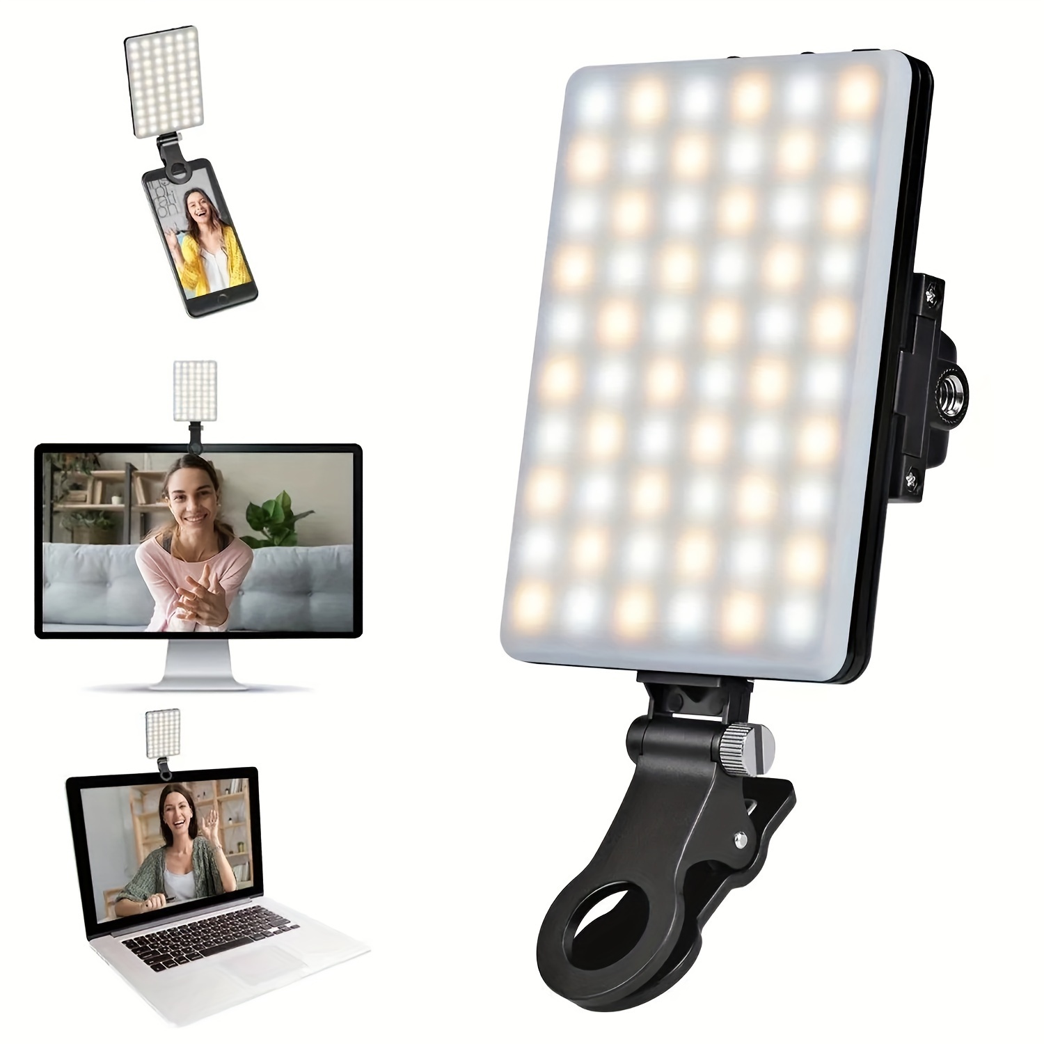 

Led Fill Light Pocket Selfie Lamp For Iphone Ipad Mobile Phone Laptop Fill Video Light With Front & Back Clip Adjusted 3 Light Modes 80 Led High Power Rechargeable Video Light
