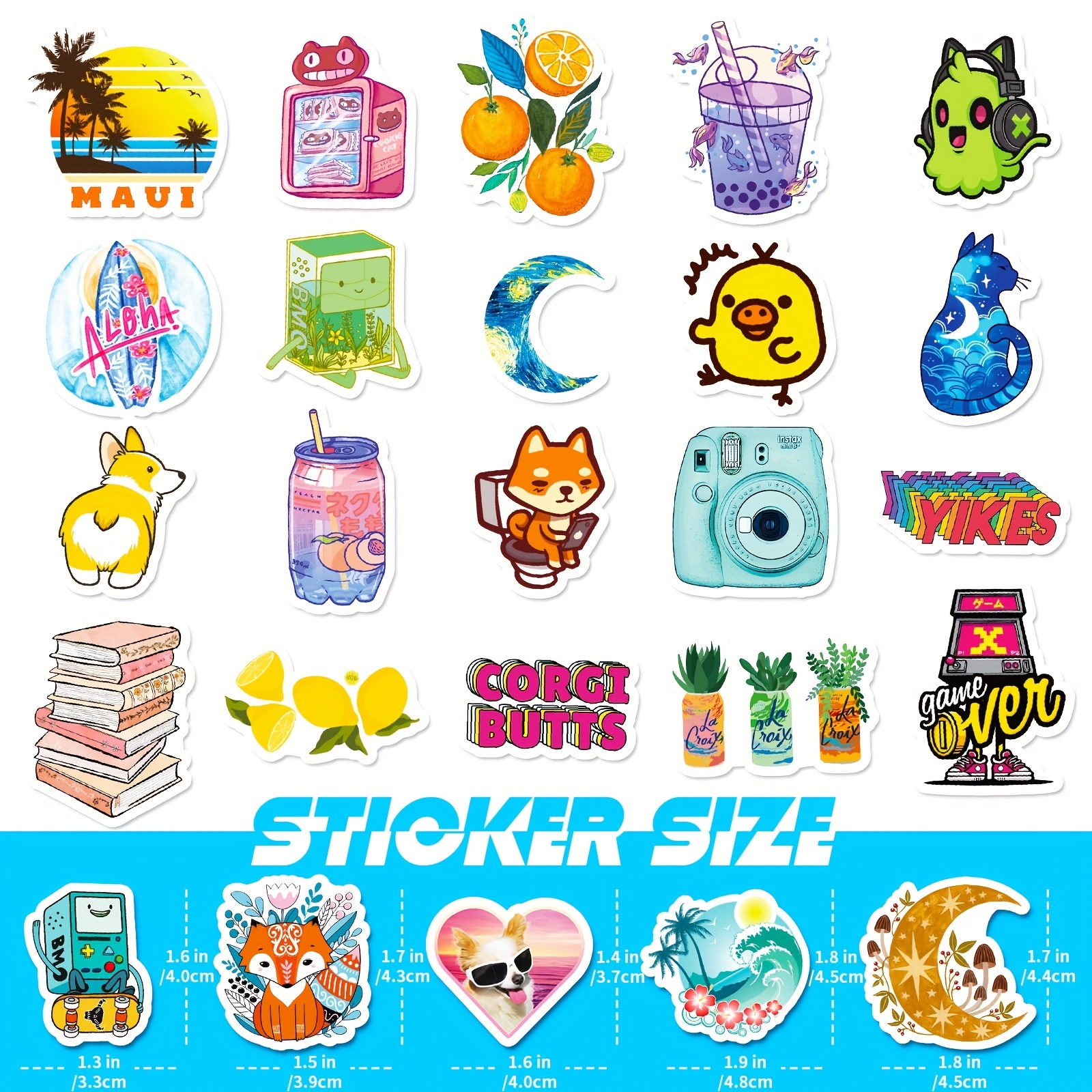300 Pcs Water Bottle Stickers, Cute Stickers for Hydroflasks Vsco Sticker Packs Cute Vinyl Waterproof Stickers for Water Bottles, Skateboard Phone