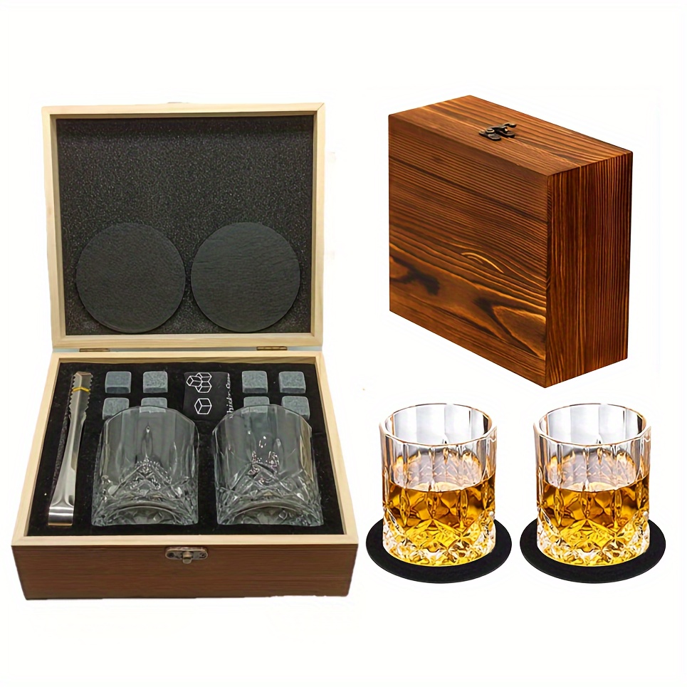 Whiskey Decanter Set for Men and Women - Whiskey Decanter, 2 Rocks Whiskey  Glasses, 8 Stainless Steel