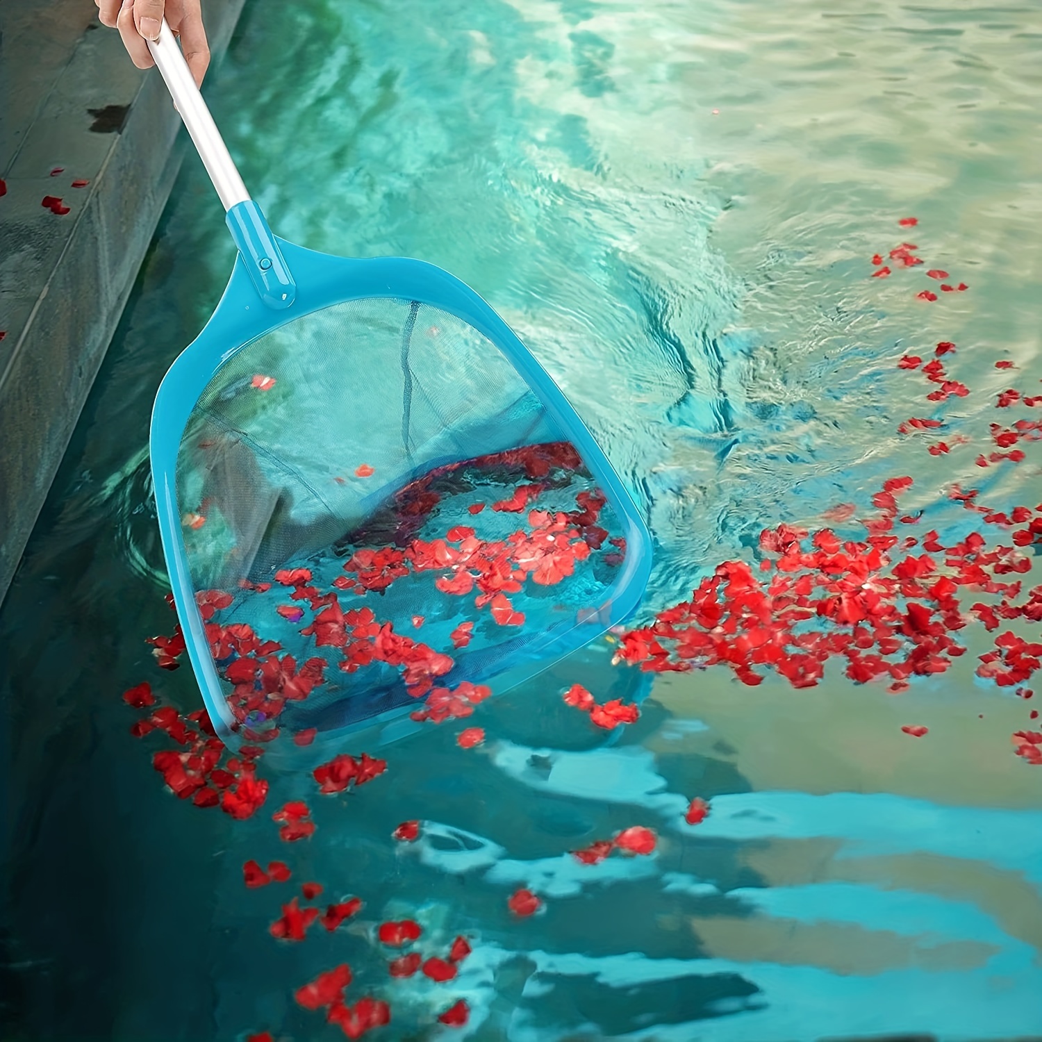 Pool Skimmer Net With Telescopic Pole Leaf Skimmer Mesh Rake - Temu