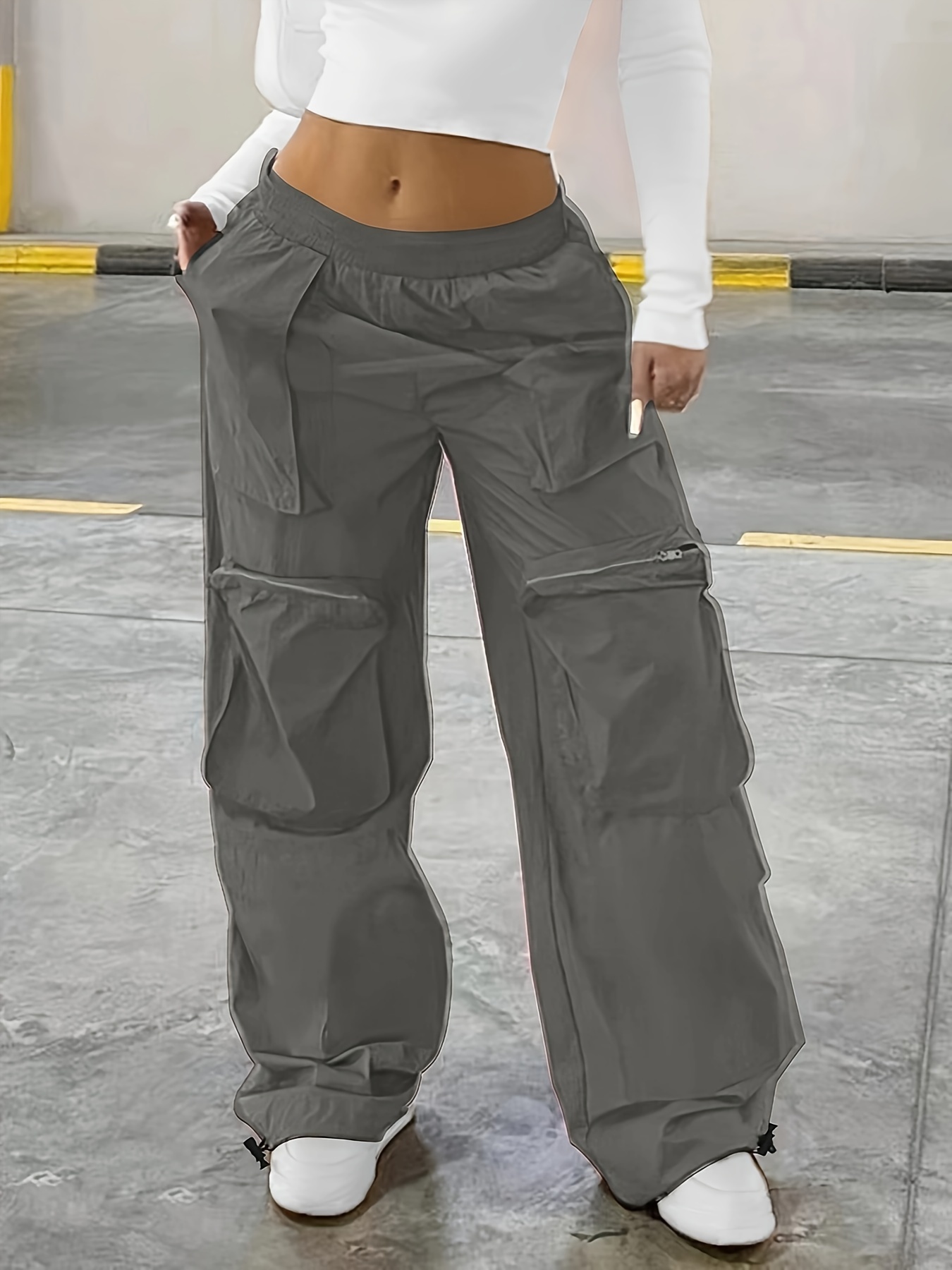 Retro Baggy Cargo Pants Casual High Waist Big Pockets - Temu