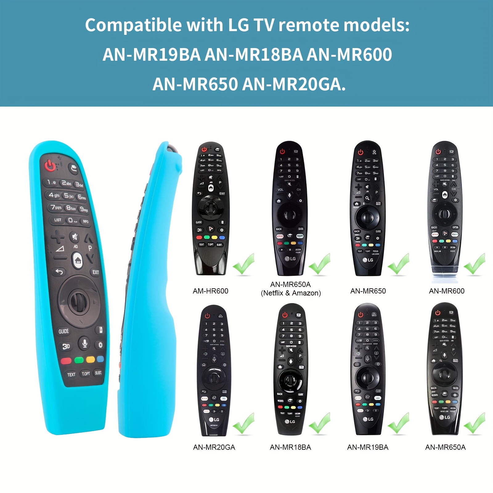 2 fundas protectoras mejoradas para LG AN-MR600 / LG AN-MR650 / AN-MR18BA /  AN-MR19BA Funda de silicona para LG Smart TV, funda de silicona