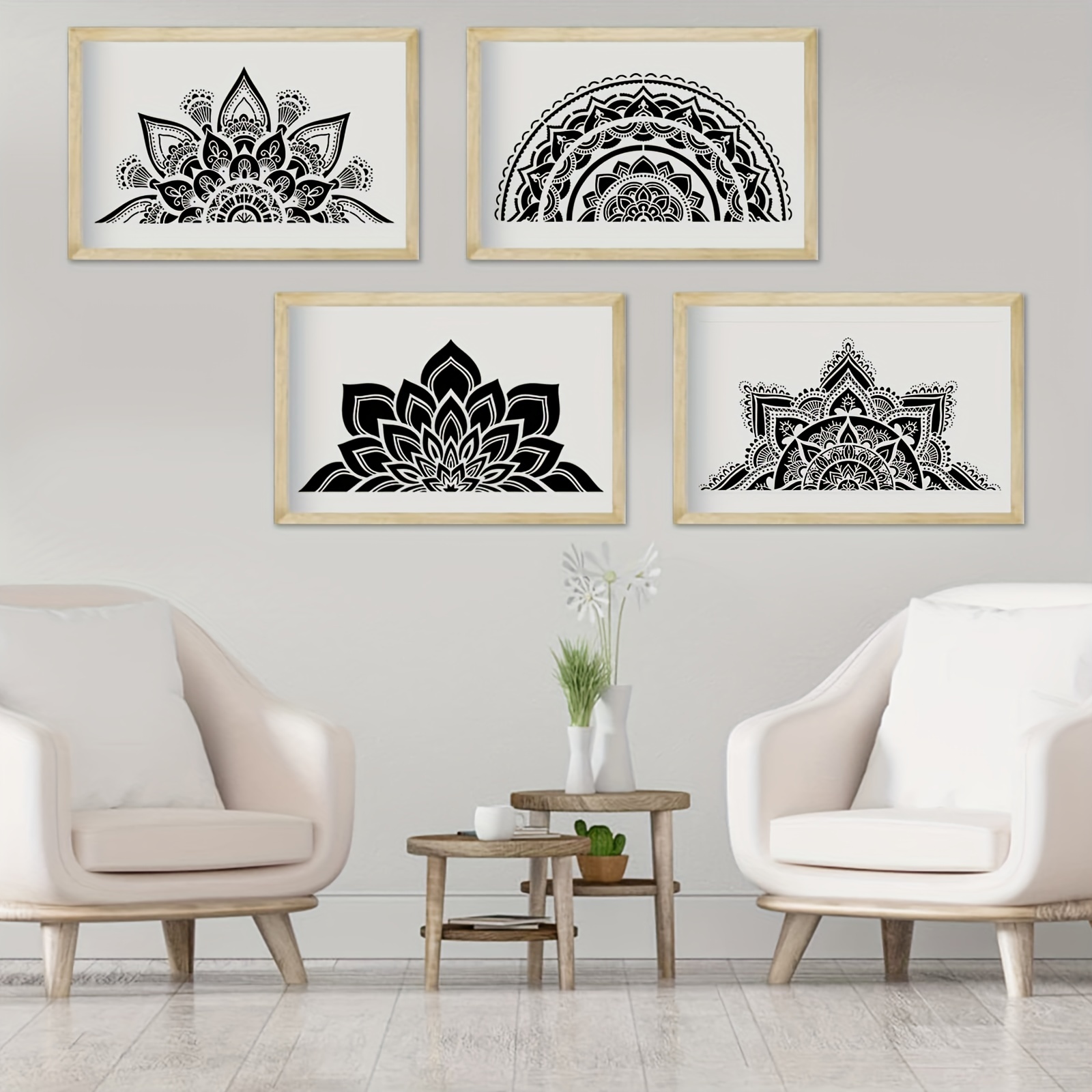 Large Mandala Stencils Reusable Floral Design Mandala - Temu