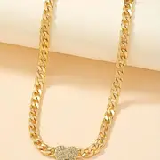 golden hip hop style chunky chain love heart charm choker inlaid rhinestones unisex neck jewelry party favors details 2