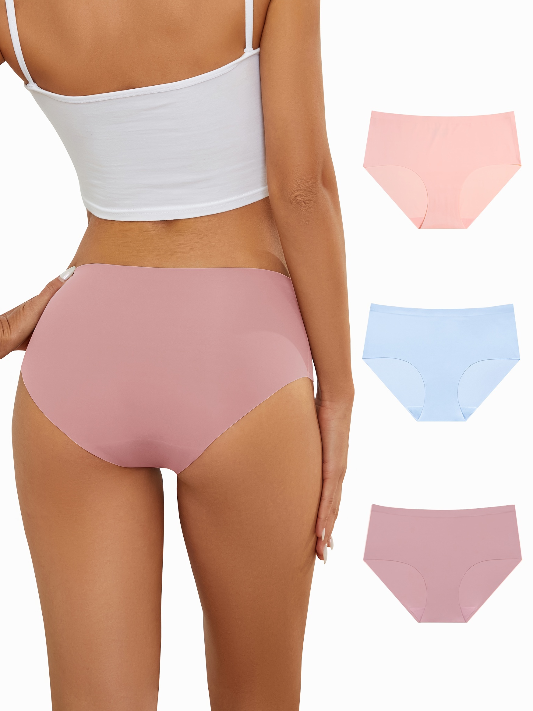 Women's Underwear Cotton Seamless Stripes Panties Soild Color Skin-  friendly Lingerie Woman Panty Low Waist 