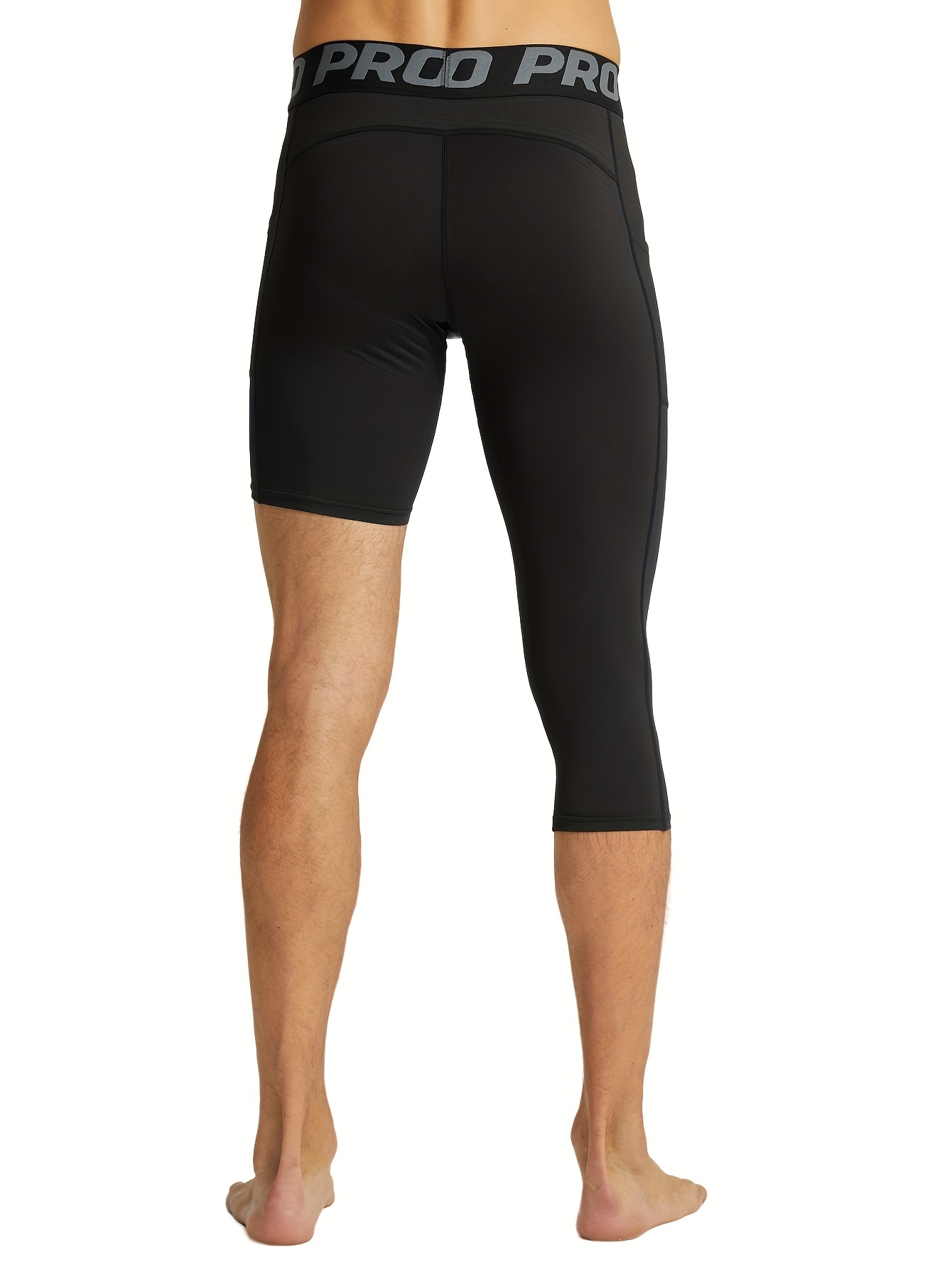 Men's One Leg Compression 3/4 Capri Tights Pants Athletic Basketball Base  Layer 