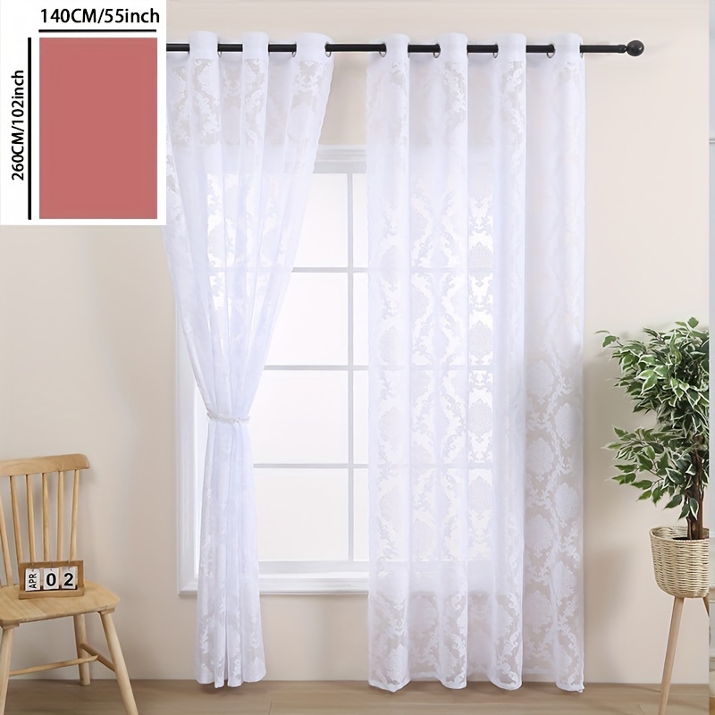 Temu – TEMU 1pc Lace Flower Perforated Curtains Living Room Curtains